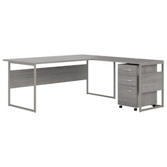 Hybrid 72W x 30D L Shaped Table Desk with Mobile File Cabinet