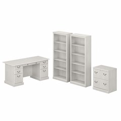 Saratoga Executive Desk with File Cabinet and Bookcase Set
