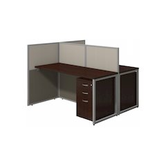 Easy Office 60W 2 Person Cubicle Desk with File Cabinets and 45H Panels