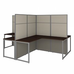 Easy Office 60W 4 Person L Shaped Cubicle Desk Workstation with 66H Panels
