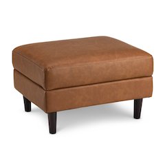 Max Storage Ottoman with Tray in Buffed Camel Vegan Leather