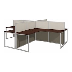 Easy Office 60W 4 Person L Shaped Cubicle Desk Workstation with 45H Panels
