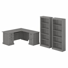 Saratoga L Shaped Computer Desk and Bookcase Set