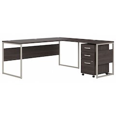 Hybrid 72W x 30D L Shaped Table Desk with Mobile File Cabinet
