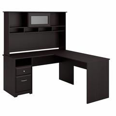 Bush Furniture Cabot 60W L Shaped Computer Desk with Hutch and Drawers, Espresso Oak