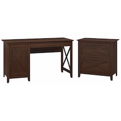 Key West 54W Computer Desk with Storage and 2 Drawer Lateral File Cabinet