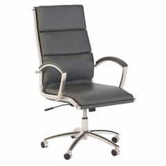 Bush Business Furniture High Back Leather Executive Office Chair for Conference Tables, Dark Gray Leather