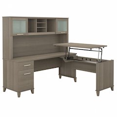 Somerset 72W 3 Position Sit to Stand L Shaped Desk with Hutch