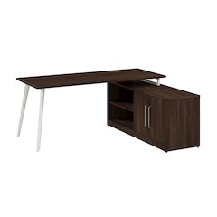 Vista 72W L Shaped Desk with Splayed Metal Legs and Low Storage Cabinet