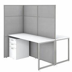 Easy Office 60W 2 Person Cubicle Desk with File Cabinets and 66H Panels
