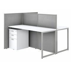 Easy Office 60W 2 Person Cubicle Desk with File Cabinets and 45H Panels