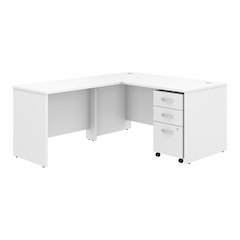 Studio C 60W x 30D L Shaped Desk with Mobile File Cabinet and 42W Return