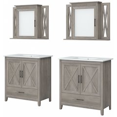 Key West 64W Double Vanity Set with Sinks and Medicine Cabinets