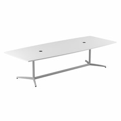 120W x 48D Boat Shaped Conference Table with Metal Base