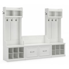 Woodland Entryway Storage Set with Hall Trees and Shoe Bench with Doors