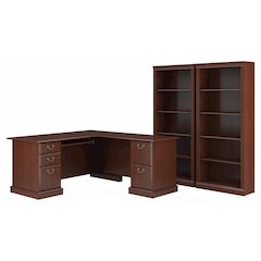 Saratoga L Shaped Computer Desk and Bookcase Set