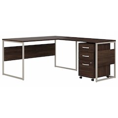 Hybrid 60W x 30D L Shaped Table Desk with Mobile File Cabinet
