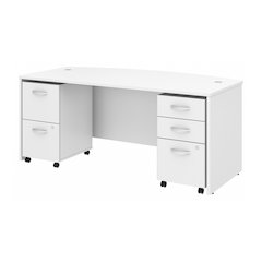 Studio C 72W x 36D Bow Front Desk with Mobile File Cabinets