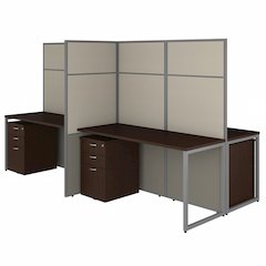 Easy Office 60W 4 Person Cubicle Desk with File Cabinets and 66H Panels