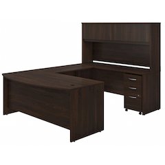 Studio C 72W x 36D U Shaped Desk with Hutch and Mobile File Cabinet
