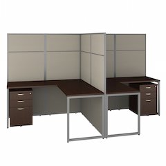 Easy Office 60W 2 Person L Shaped Cubicle Desk with Drawers and 66H Panels