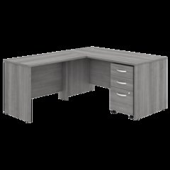 Studio C 60W x 30D L Shaped Desk with Mobile File Cabinet and 42W Return