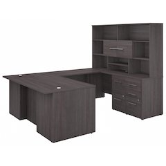 Office 500 72W U Shaped Executive Desk with Drawers and Hutch