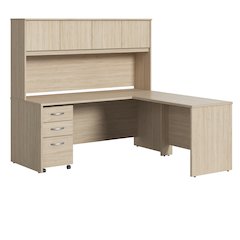 Studio C 72W x 30D L Shaped Desk with Hutch and Mobile File Cabinet