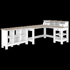Mayfield 60W L Shaped Computer Desk with Desktop Organizer and 6 Cube Bookcase