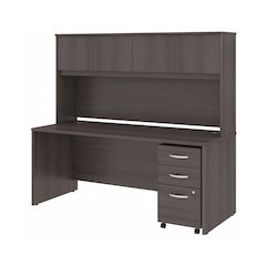 Studio C 72W x 30D Office Desk with Hutch and Mobile File Cabinet