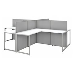 Easy Office 60W 4 Person L Shaped Cubicle Desk Workstation with 45H Panels