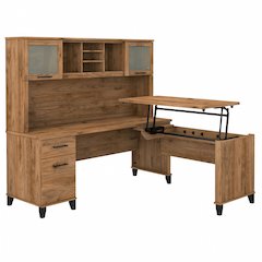 Somerset 72W 3 Position Sit to Stand L Shaped Desk with Hutch