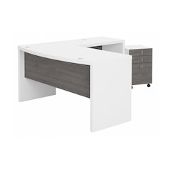 Echo L Shaped Bow Front Desk with Mobile File Cabinet