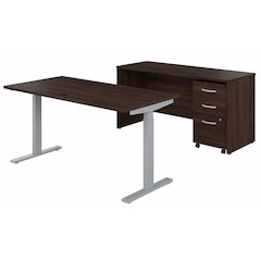 Studio C 60W Height Adjustable Standing Desk with Credenza and File Cabinet