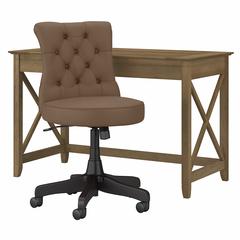 48W Writing Desk with Mid Back Tufted Office Chair Reclaimed Pine