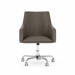 Bush Furniture Somerset Mid Back Leather Box Chair Washed Gray Leather