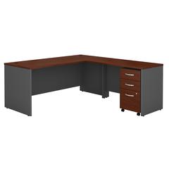 Bush Business Furniture Series C 72W L Shaped Desk with 48W Return and Mobile File Cabinet, Hansen Cherry/Graphite Gray