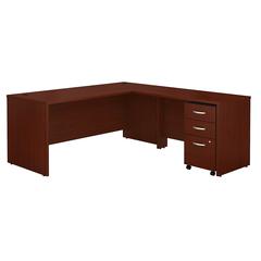 Bush Business Furniture Series C 72W L Shaped Desk with 48W Return and Mobile File Cabinet, Mahogany
