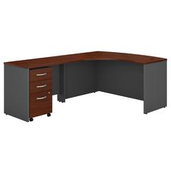 Bush Business Furniture Series C Left Handed L Shaped Desk with Mobile File Cabinet, Hansen Cherry/Graphite Gray