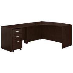 Bush Business Furniture Series C Left Handed L Shaped Desk with Mobile File Cabinet in Mocha Cherry