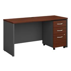 Bush Business Furniture Series C 60W x 24D Office Desk with Mobile File Cabinet, Hansen Cherry