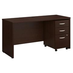 Bush Business Furniture Series C 60W x 24D Office Desk with Mobile File Cabinet, Mocha Cherry