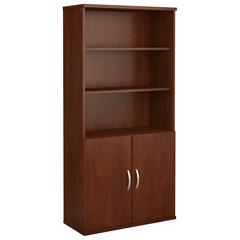 Bush Business Furniture Series C 36W 5 Shelf Bookcase with Doors, Hansen Cherry/Graphite Gray