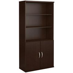 Bush Business Furniture Series C 36W 5 Shelf Bookcase with Doors, Mocha Cherry