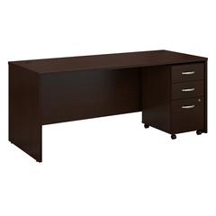 Bush Business Furniture Series C 72W x 30D Office Desk with Mobile File Cabinet, Mocha Cherry