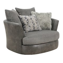 Gray Herringbone & Sanded Microfiber and  Swivel Accent Chair
