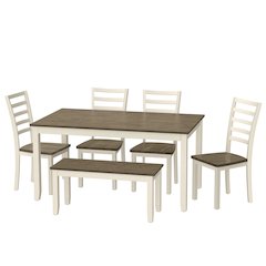 Wallce & Bay Radiant Dogwood Bark & Blossom 6 Piece Dining Table Set