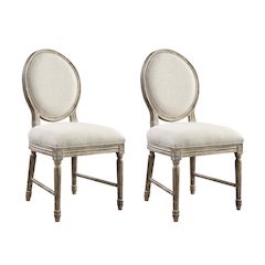 Wallace & Bay Ludin Sandstone Buff Upholstered Dining Chairs, Set of 2