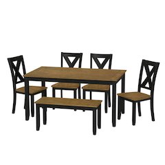 Radiant Earthen Dusk Arlington 6-Piece Dining Table with 4 Chairs and Bench