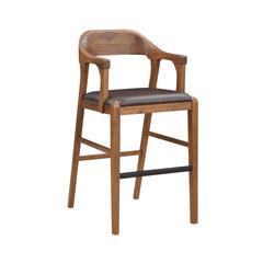 Rasmus Wood Bar Stool - Chestnut Wire-Brush Finish
